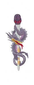 Dagger Dragon Filled Applique Machine Embroidery Design