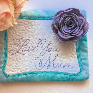 Products: In the hoop Everlasting Rose Coaster Applique Machine Embroidery Design