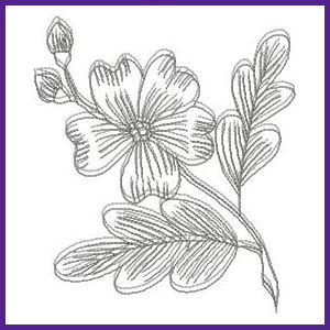 Floral Sketches Redwork Applique Machine Embroidery Design