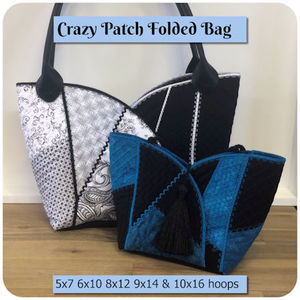 In the hoop folded Crazy Patch Bag