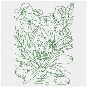 Floral Sketches 2 Redwork Applique Machine Embroidery Design