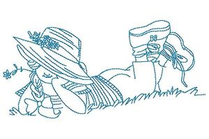 Darlings Redwork Applique Machine Embroidery Design