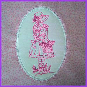 Products: Romantic Sunbonnets Redwork Applique Machine Embroidery Design