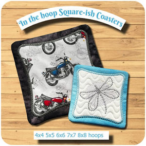 Products: In the hoop Square-ish Coaster - Kreative Kiwi Embroidery Designs