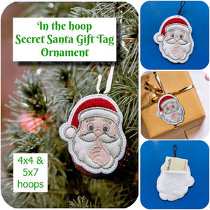 In the hoop Secret Santa Ornament - Machine Embroidery Catalogue Kreative Kiwi
