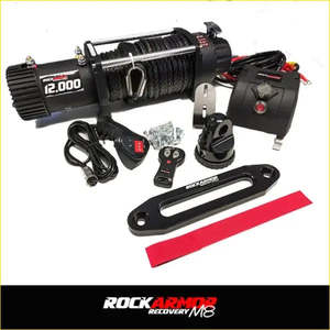 Rockarmor 12,000Lbs 4X4 Bullbar Winch With Synthetic Rope & Wireless