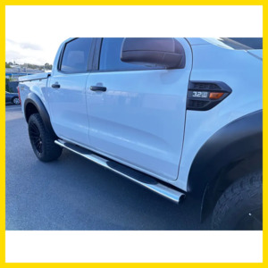 Door Handles: Running Board 4 inch Oval Stainless Steel Ranger Double Cab