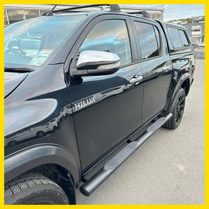 Door Handles: Running Board 4 inch Oval Tube Black Stainless Steel Hilux Revo 2015+