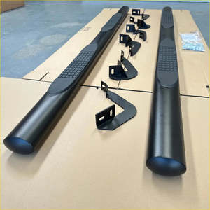 Door Handles: 4‑inch Oval Tube Running Board Black Stainless Steel Hilux