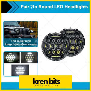 Lights: Pair 7In Round LED Headlights Hi Lo DRL Beam Headlamps Sealed