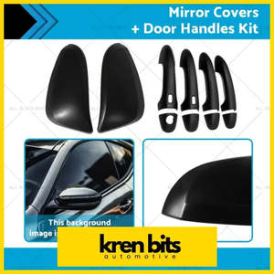 Door Handles: Black Mirror Covers + Door Handles Kit Suitable for Toyota Hilux 2015