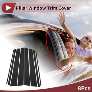 8 Pcs Car Door Pillar Window Trim for Toyota Prado (2003-2009) Black