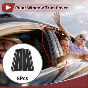 8 Pcs Car Door Pillar Window Trim for Toyota Prado (2010-2023) Black