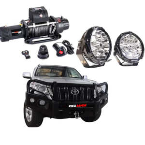 Toyota Prado 150: Rockarmor Elite Hoop Steel Bullbar Combo Package - Toyota Prado Fj150 2018-Current (Full Bar Replacement)