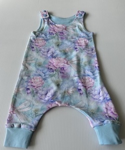 Blue Floral Harem Romper - Baby & Kids Clothing NZ Kruizey Kidz NZ