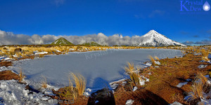 Taranaki From Pouakai Tarn In Winter-2