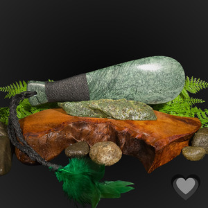 Products: Green Mapere Patu / Feather - Large Kowhatu Taonga
