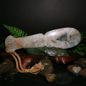 White and Green Mapere Kotiate - XL Kowhatu Taonga