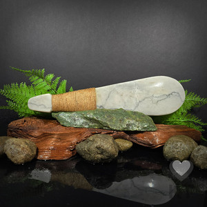 Products: White Mapere With Vein Patu - Large Kowhatu Taonga