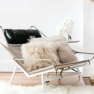 Mongolian Sheepskin Cushion - Fawn 40cm