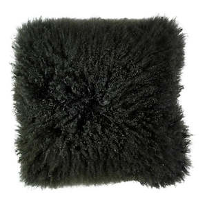Mongolian Sheepskin Cushion - Seaweed 40cm