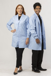 Knit Cuff Lab Coat - Light Blue