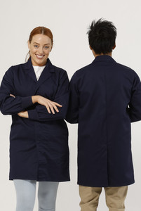 Essential Knit Cuff Lab Coat Navy - Inner Pockets - Pharmacy Coat