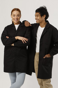 Essential Knit Cuff Lab Coat - Black