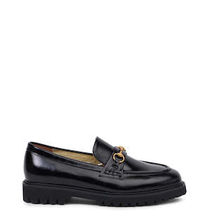 Footwear: Kathryn Wilson Shandre Loafer - Black Hi-Shine