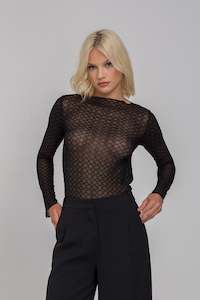 Tops: Gigi Top - Black Quatrefoil