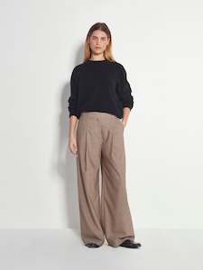 Juliette Hogan: Juliette Hogan Calla Culotte Fine Wool Suiting - Salt and Pepper