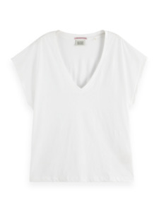 Scotch & Soda Slub V-Neck T-Shirt - White