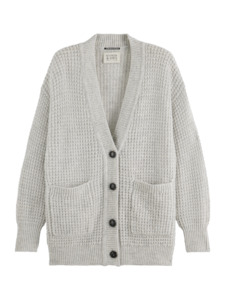 Scotch Soda: Scotch & Soda Textured Stitch Oversized Cardigan - Grey