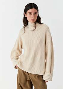 Morrison: Morrison High Neck Knit Pullover - Stone