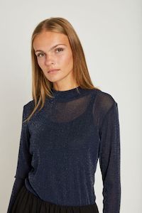Rue De Femme: Rue De Femme Roll Neck Top - Dark Blue
