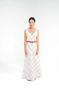 Carlson: Carlson Chevron Dress - Ruby Stripe