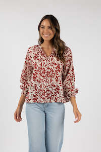 Humidity Eden Blouse - Brick Print