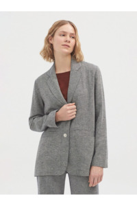 Under 100: Nice Things Long Blazer - Herringbone Cotton