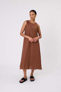 Sale Dresses: Marlow Florence Linen Dress - Burnt Umber