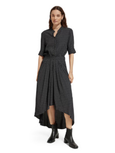 Scotch & Soda Midi Dress with High Low Hem - Polka Dot