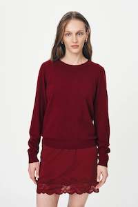 Rowie the Label Axel Merino Knit Top - Merlot Red