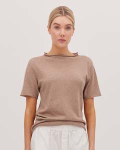Cloth & Co The Funnel Neck Tee - Walnut