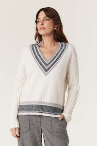 Cable: Cable Cashwool Varsity Jumper - Milk