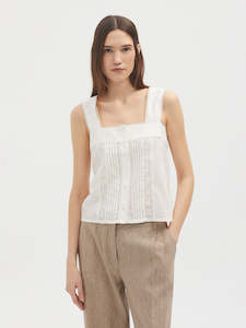 Nice Things Lace Detail Top - White