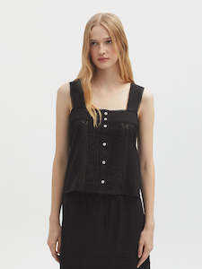 Nice Things Lace Detail Top - Black