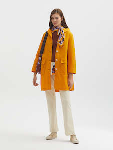 Nice Things Colored Trench Coat with Hood - Dark Yellow