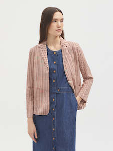 Sale Jackets Coats: Nice Things Twotone Check Seersucker Blazer - Terracotta
