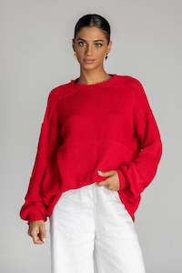 Knitwear: Open My Heart Sweater - Goji Berry Red