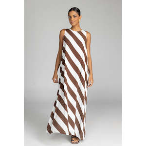 Dresses: Finally Here Dress - Chocolate/White Stripe