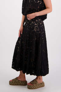 Skirts: Sparkle Lace Skirt - Black
